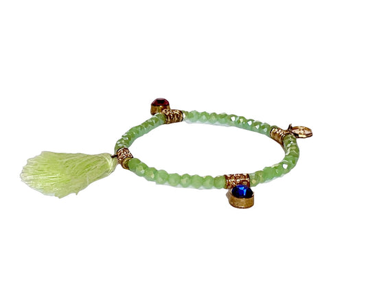 Multicolored Boho bracelet with thread tassels